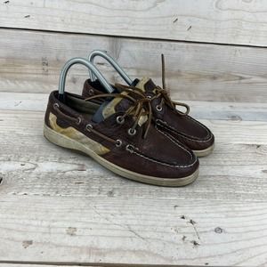 Sperry Top-Sider Speedy 9174020 Women's Brown Yellow Lace Up Boat Shoe Size 6 M